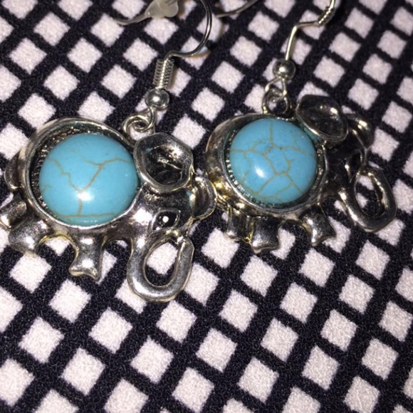 Turquoise Elephant Earrings - Picture 3 of 5